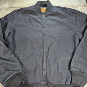 Red Kap Mechanic Jacket Mens Medium Regular Black Canvas Quilt Lined